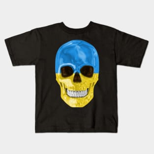 Ukraine Flag Skull - Gift for Ukrainian With Roots From Ukraine Kids T-Shirt